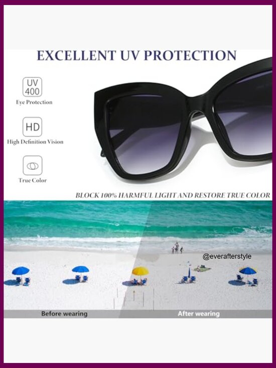 Oversized Cat Eye Sunglasses UV400 Acetate Frame main image 6
